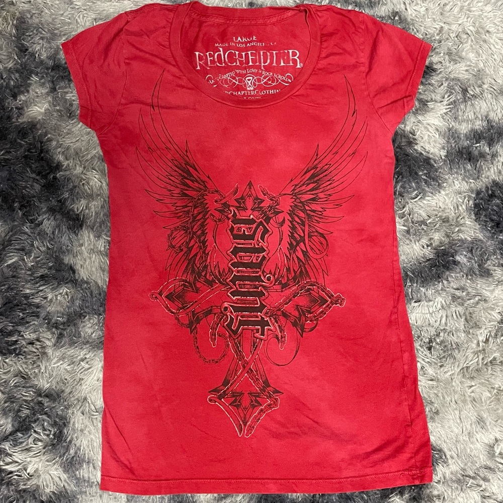 Red Chapter Saint/Sinner Ambigram shirt